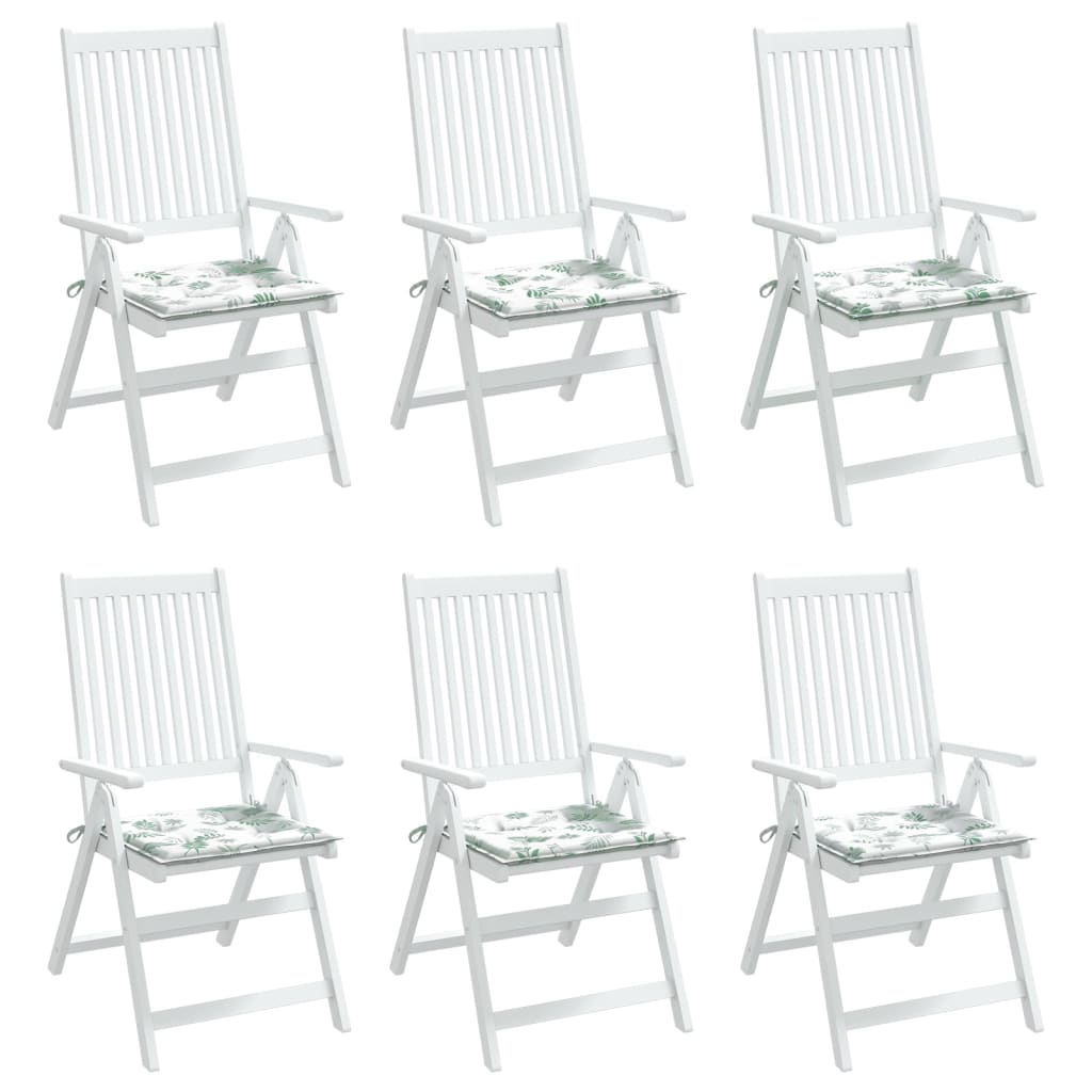 Stoelkussens 6 st bladpatroon 40x40x3 cm stof
