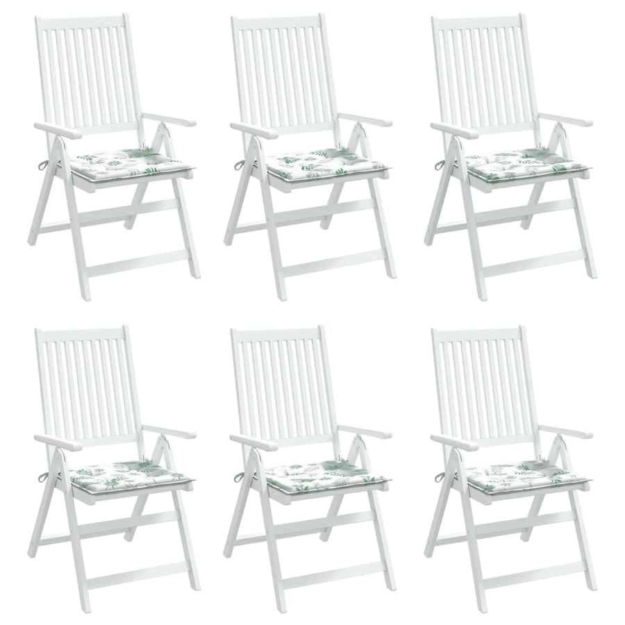 Stoelkussens 6 st bladpatroon 40x40x3 cm stof