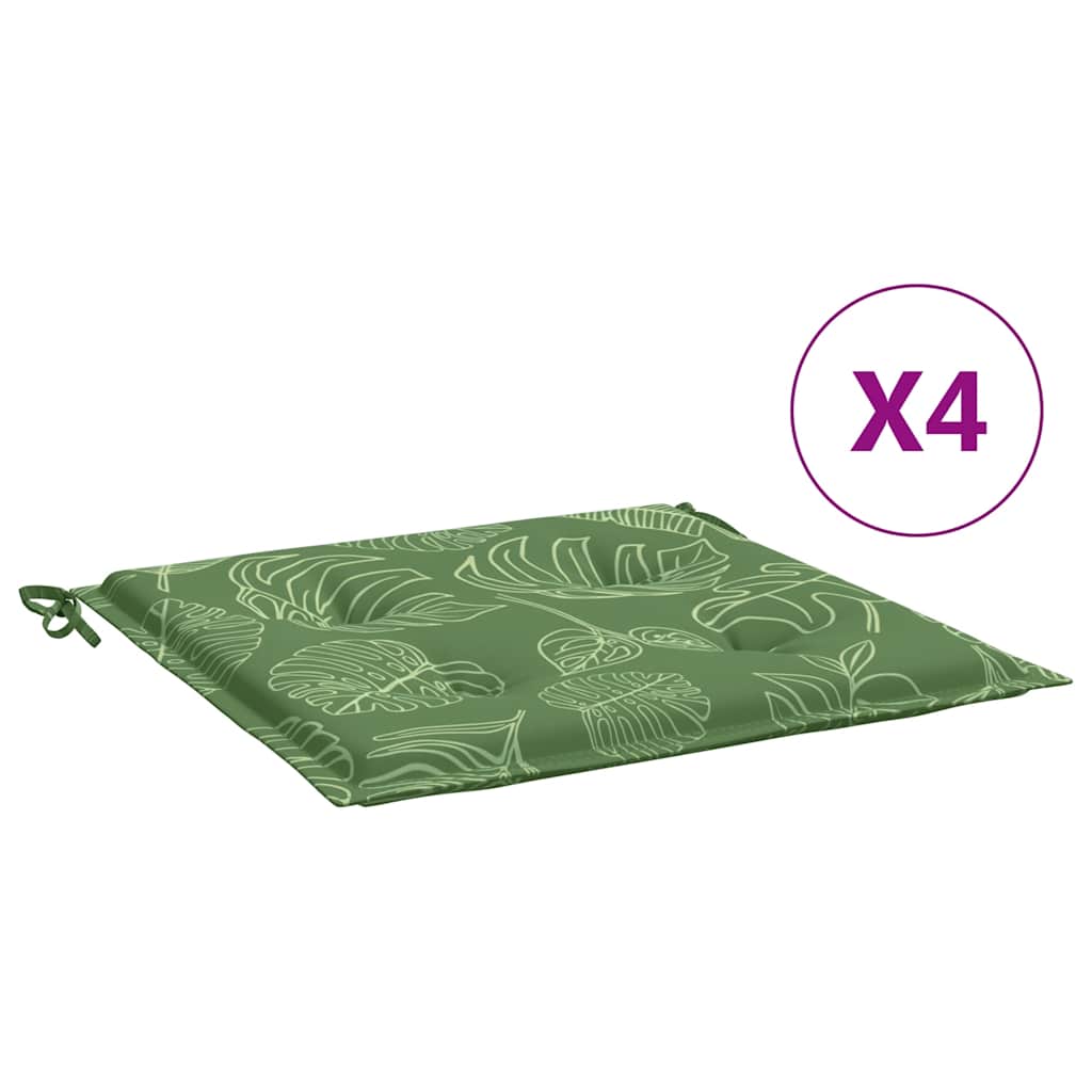 Stoelkussens 4 st bladpatroon 40x40x4 cm stof