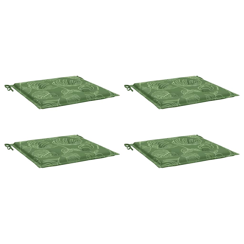 Stoelkussens 4 st bladpatroon 40x40x4 cm stof