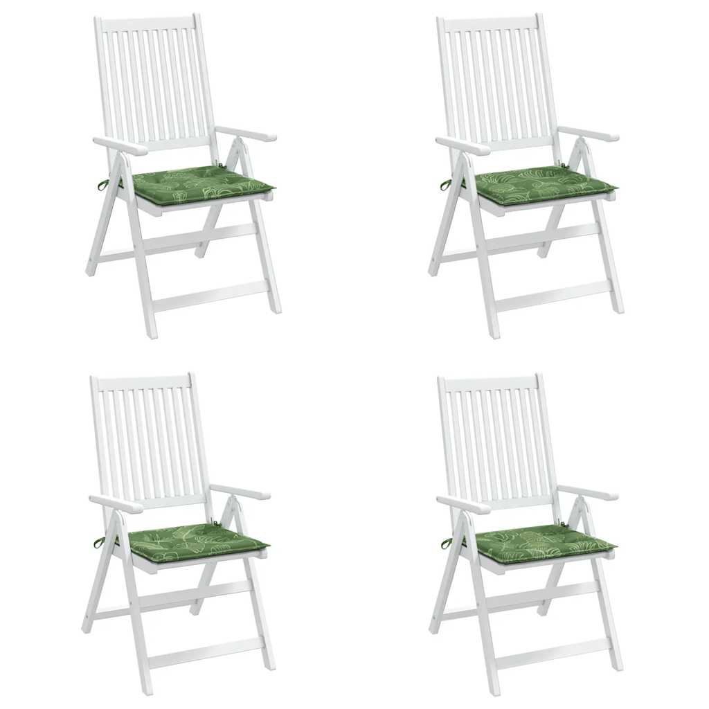 Stoelkussens 4 st bladpatroon 40x40x4 cm stof