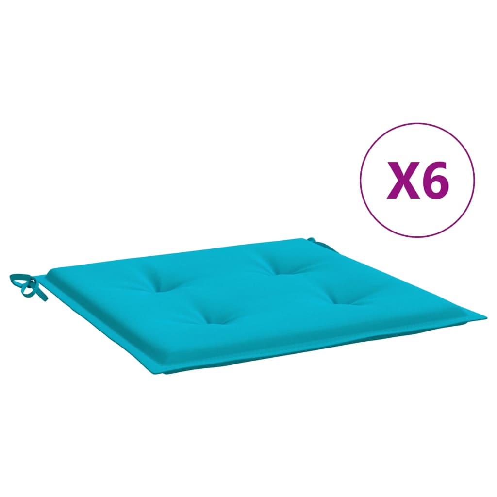 Tuinstoelkussens 6 St 40X40X3 Cm Stof Turquoise Turquoise 40 x 40 x 3 cm