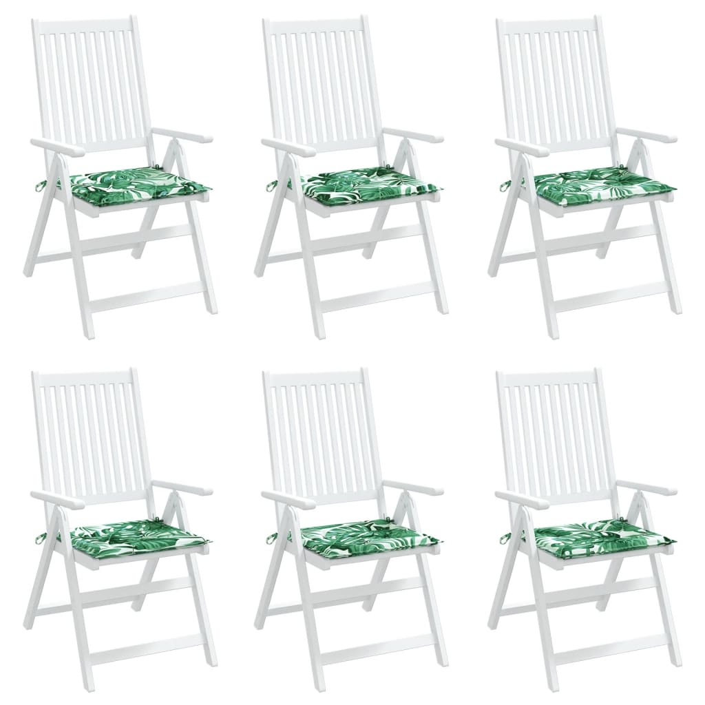 Stoelkussens 6 St Bladpatroon 50X50X3 Cm Stof