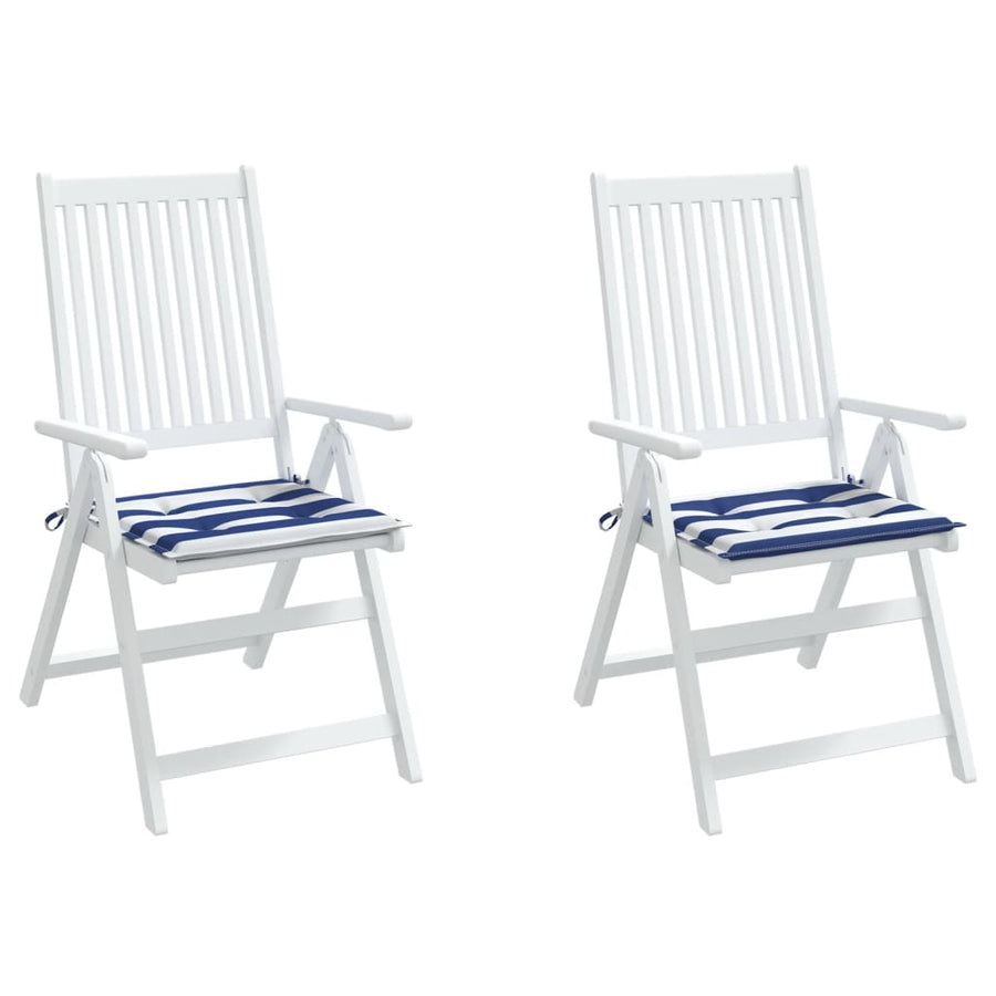 Tuinstoelkussens 2 st gestreept 50x50x3 cm stof wit en blauw 2 50 x 50 x 3 cm Blauw en wit