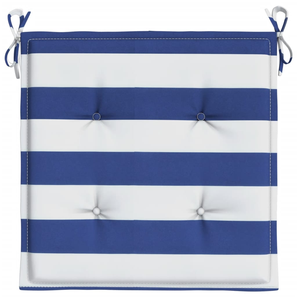 Tuinstoelkussens 2 st gestreept 50x50x3 cm stof wit en blauw 2 50 x 50 x 3 cm Blauw en wit