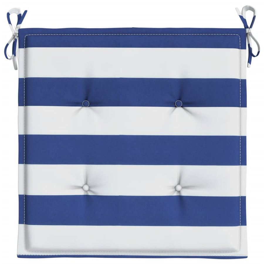 Tuinstoelkussens 2 st gestreept 50x50x3 cm stof wit en blauw 2 50 x 50 x 3 cm Blauw en wit