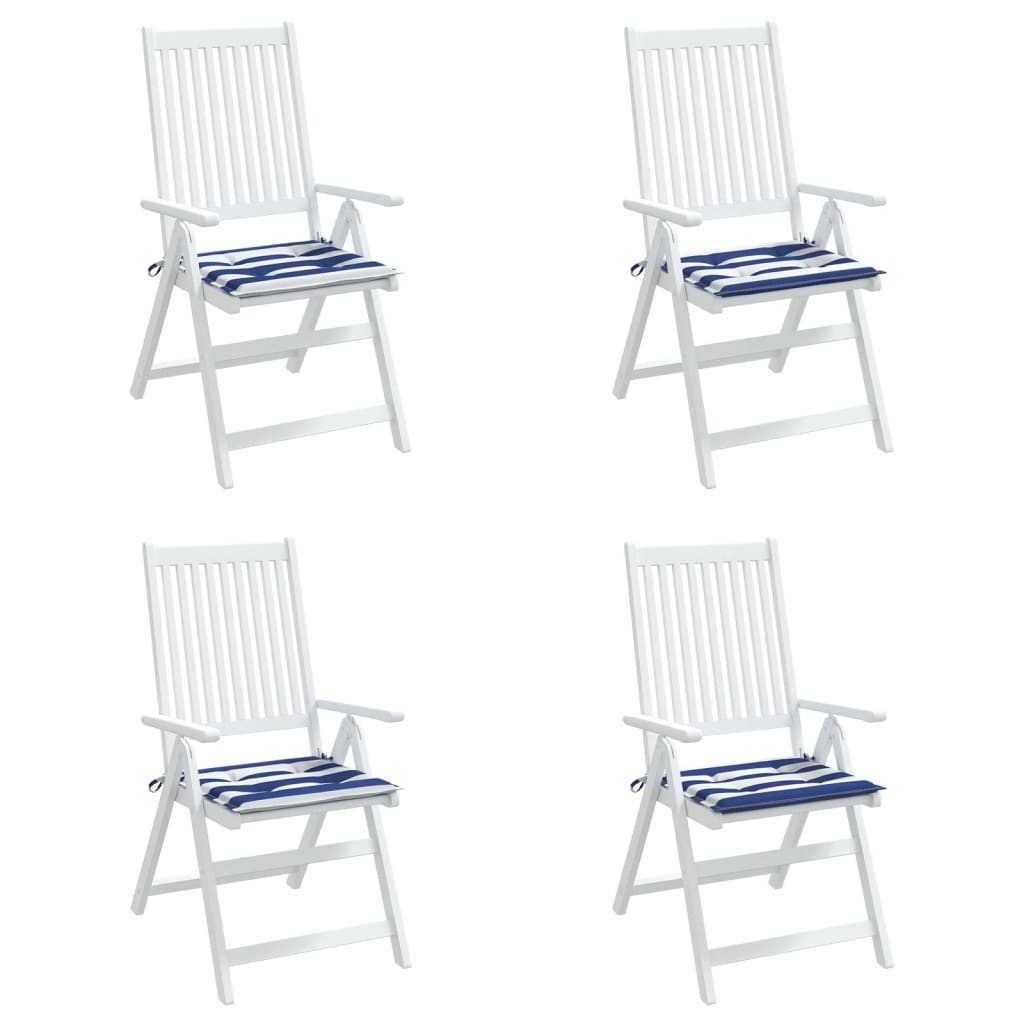 Tuinstoelkussens 4 st gestreept 50x50x3 cm stof wit en blauw 4 50 x 50 x 3 cm Blauw en wit