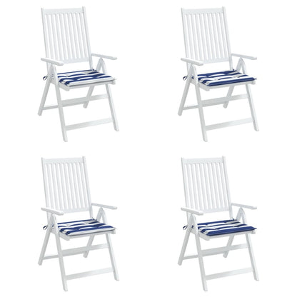 Tuinstoelkussens 4 st gestreept 50x50x3 cm stof wit en blauw 4 50 x 50 x 3 cm Blauw en wit