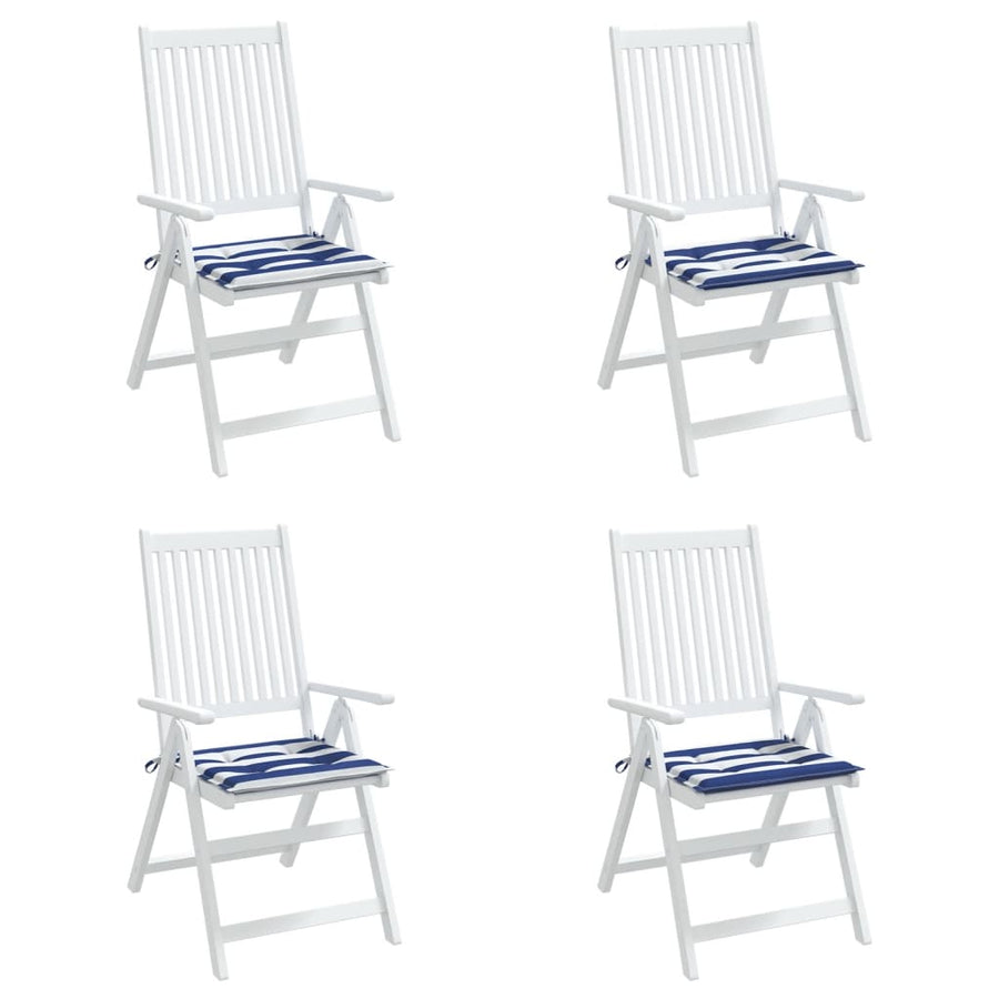 Tuinstoelkussens 4 st gestreept 50x50x3 cm stof wit en blauw 4 50 x 50 x 3 cm Blauw en wit