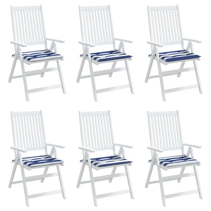 Tuinstoelkussens 6 st gestreept 50x50x3 cm stof wit en blauw 6 50 x 50 x 3 cm Blauw en wit