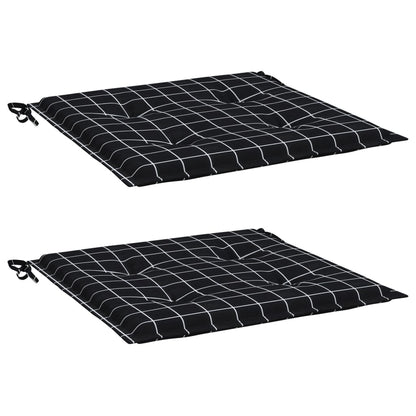 Tuinstoelkussens 2 st ruitpatroon 50x50x3 cm stof zwart
