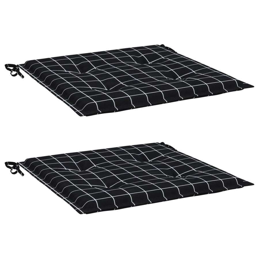 Tuinstoelkussens 2 st ruitpatroon 50x50x3 cm stof zwart