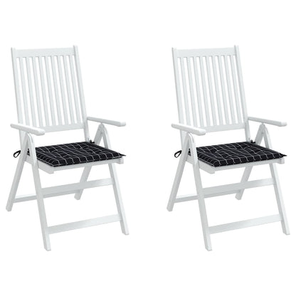 Tuinstoelkussens 2 st ruitpatroon 50x50x3 cm stof zwart