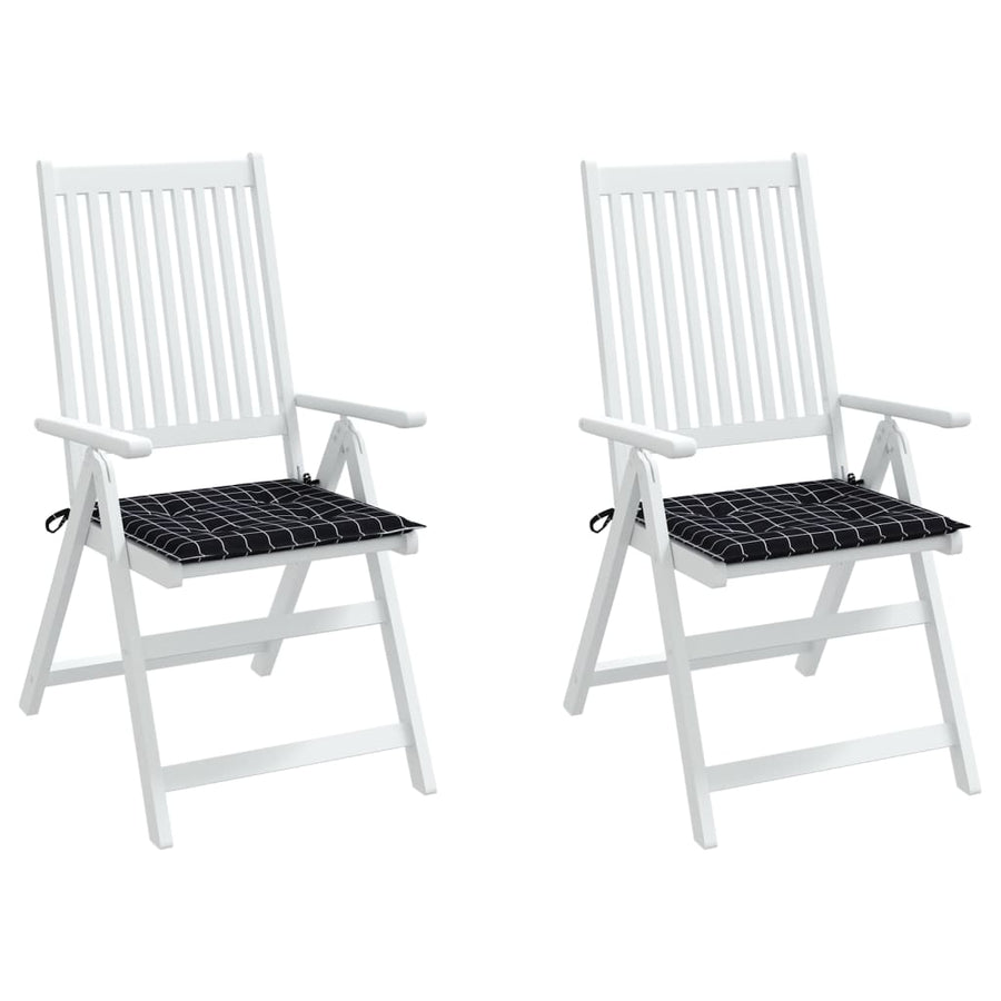 Tuinstoelkussens 2 st ruitpatroon 50x50x3 cm stof zwart