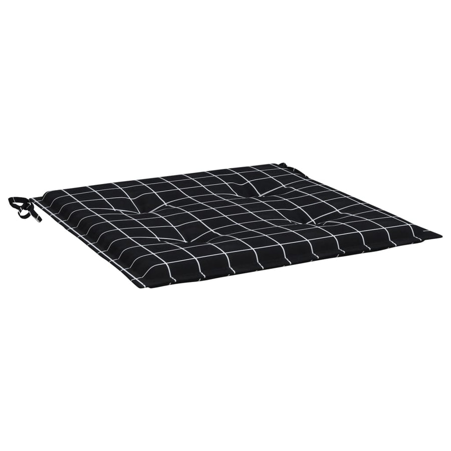 Tuinstoelkussens 2 st ruitpatroon 50x50x3 cm stof zwart