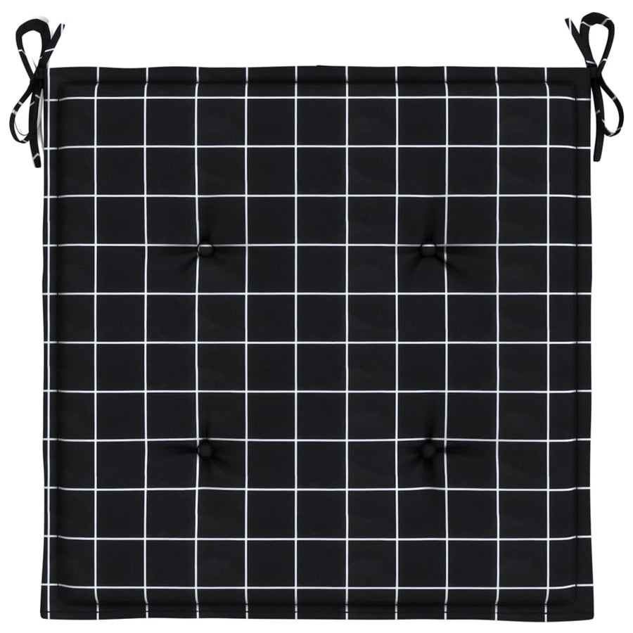 Tuinstoelkussens 2 st ruitpatroon 50x50x3 cm stof zwart