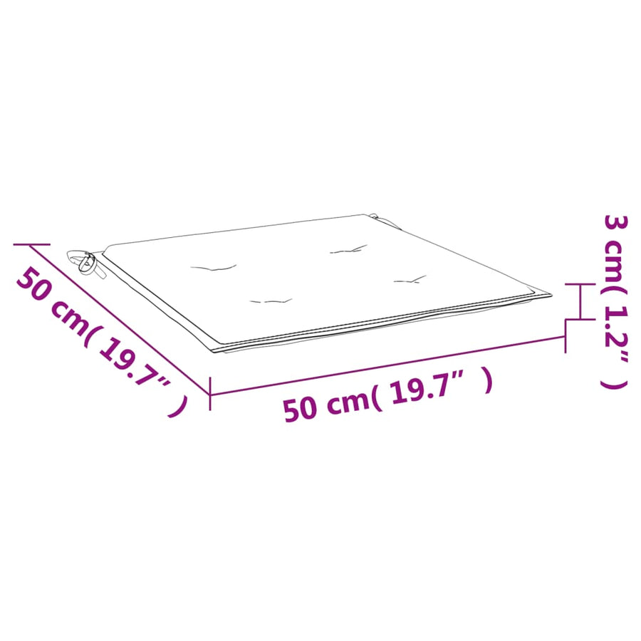 Tuinstoelkussens 2 st ruitpatroon 50x50x3 cm stof zwart