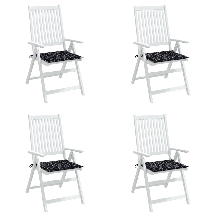 Tuinstoelkussens Ruitpatroon Stof Zwart En Wit 4