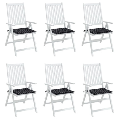 Tuinstoelkussens 6 st ruitpatroon 50x50x3 cm stof zwart