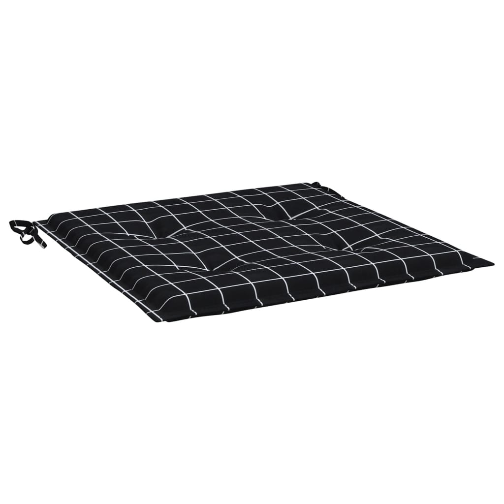 Tuinstoelkussens 6 st ruitpatroon 50x50x3 cm stof zwart
