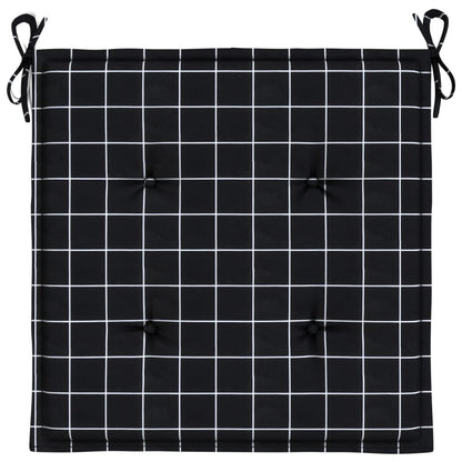 Tuinstoelkussens 6 st ruitpatroon 50x50x3 cm stof zwart