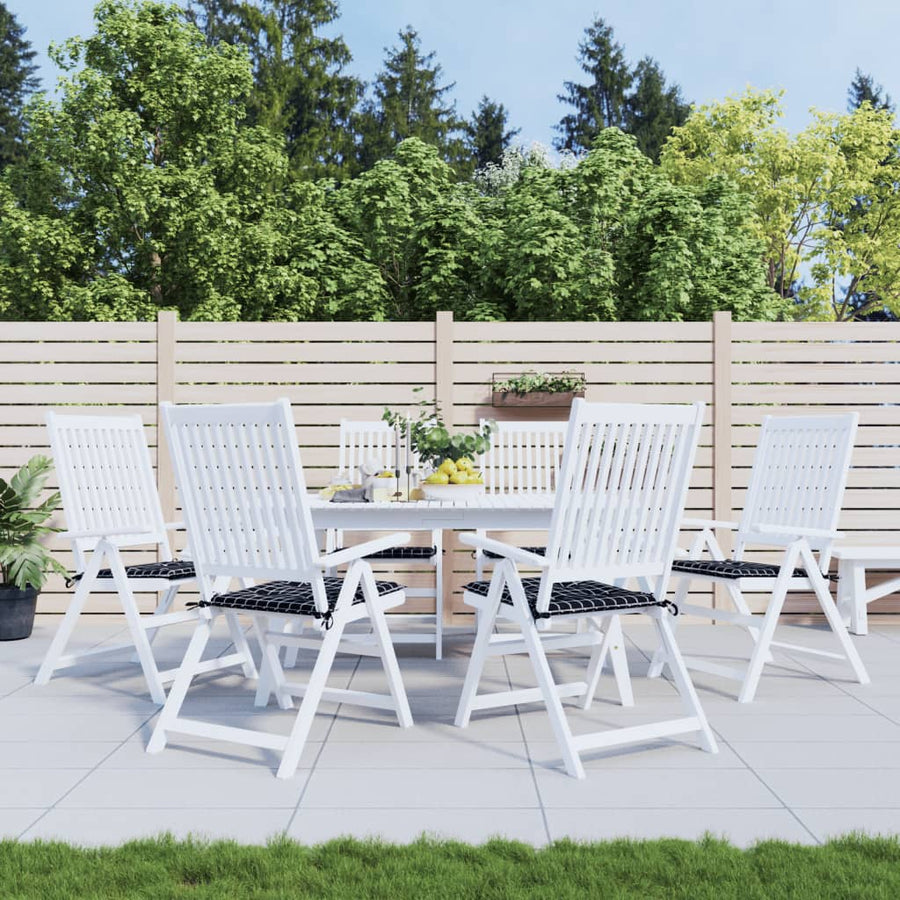 Tuinstoelkussens 6 st ruitpatroon 50x50x3 cm stof zwart