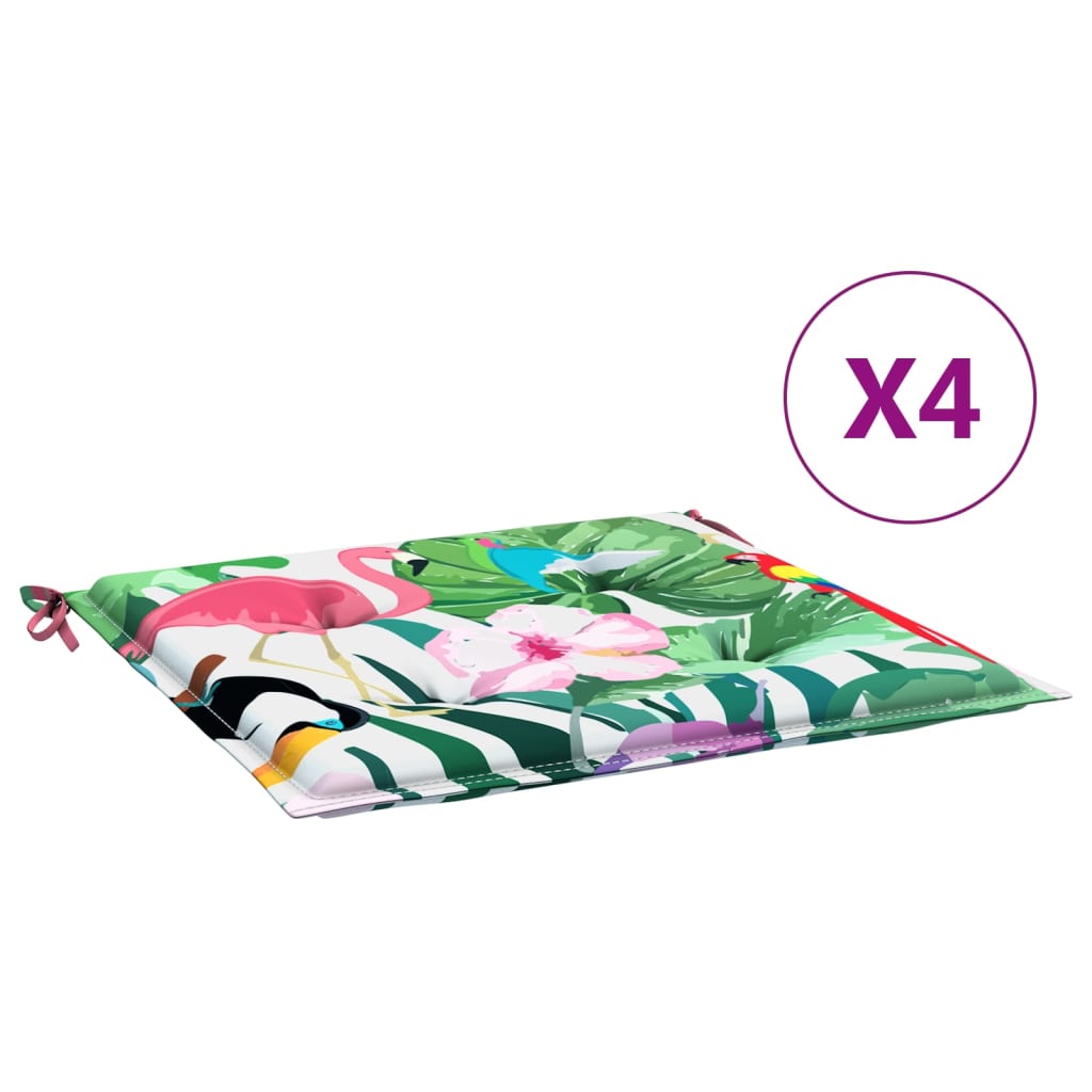Tuinstoelkussens 4 st 50x50x3 cm stof meerkleurig 4 50 x 50 x 3 cm Groen en roze