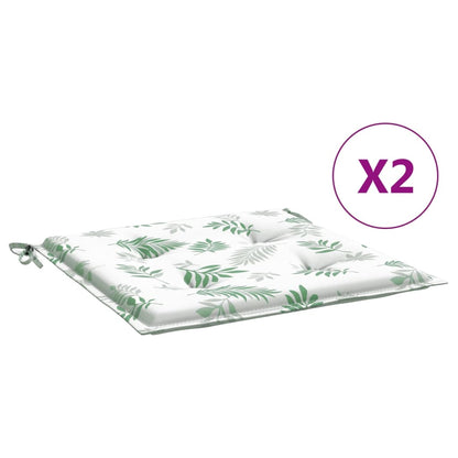 Stoelkussens Bladpatroon Stof Wit En Groen 2