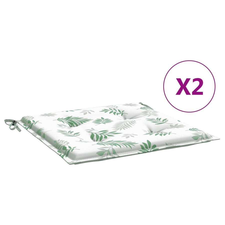 Stoelkussens Bladpatroon Stof Wit En Groen 2