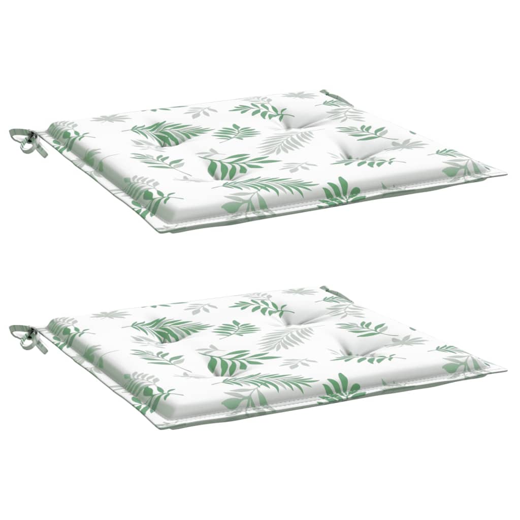 Stoelkussens Bladpatroon Stof Wit En Groen 2