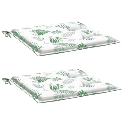 Stoelkussens Bladpatroon Stof Wit En Groen 2
