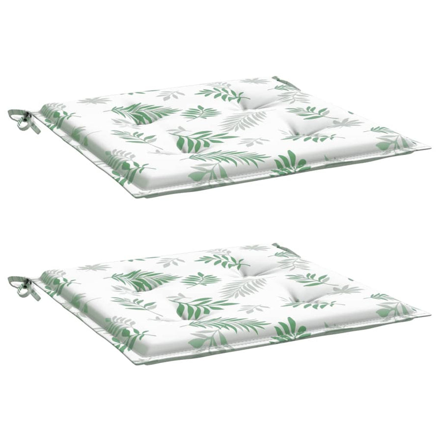 Stoelkussens Bladpatroon Stof Wit En Groen 2