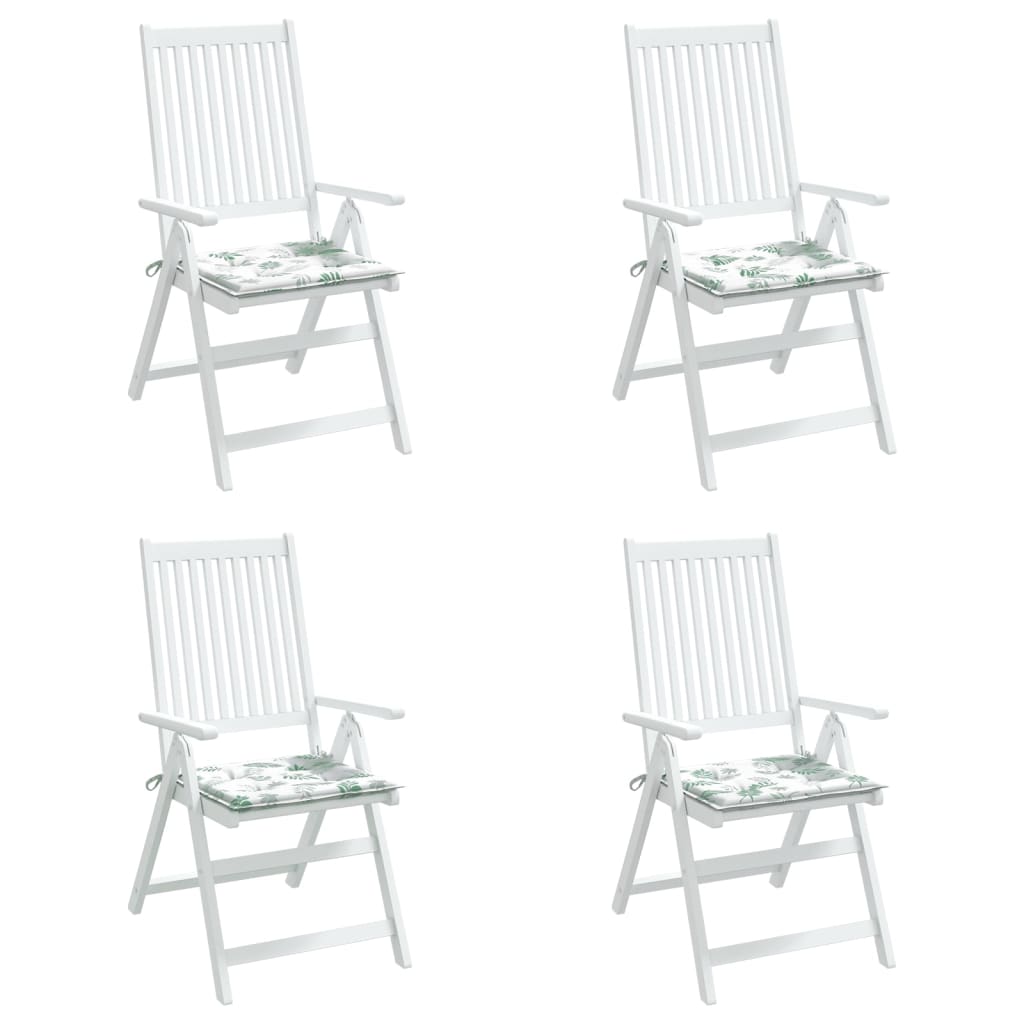 Tuinstoelkussens Bladpatroon Stof Wit En Groen 4