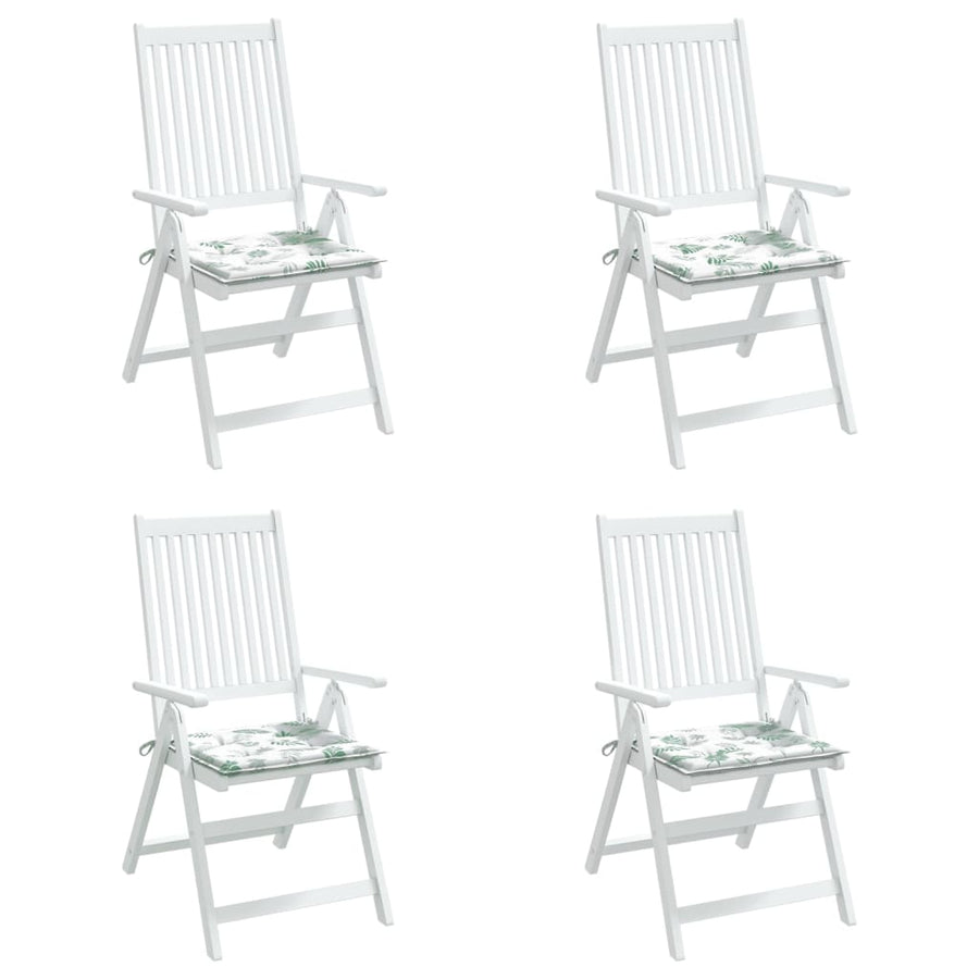 Tuinstoelkussens Bladpatroon Stof Wit En Groen 4