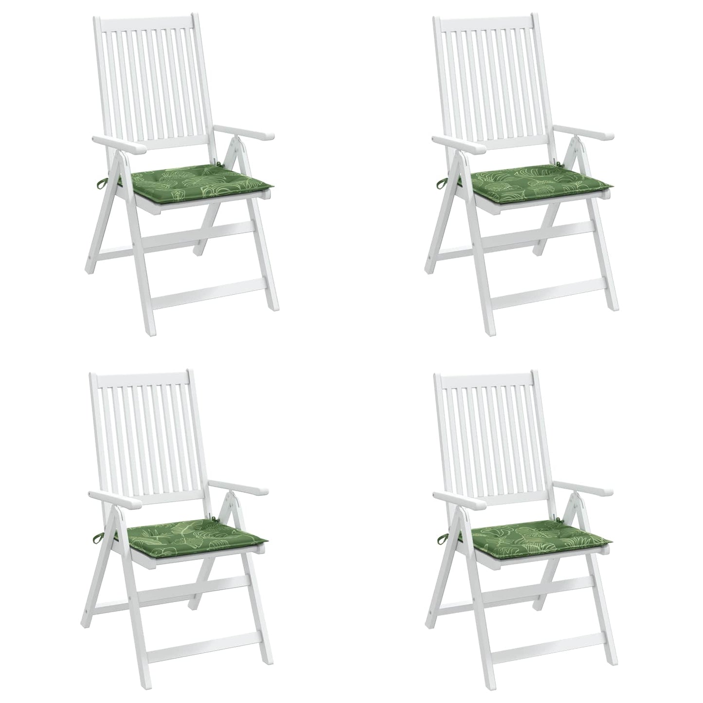 Stoelkussens 4 pcs Groen en Wit 50 x 50 x 4 cm Oxford Stof