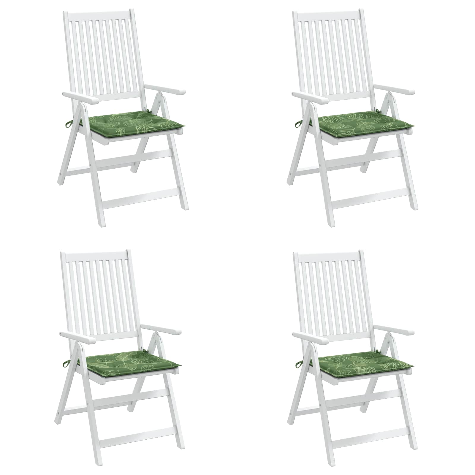 Stoelkussens 4 pcs Groen en Wit 50 x 50 x 4 cm Oxford Stof