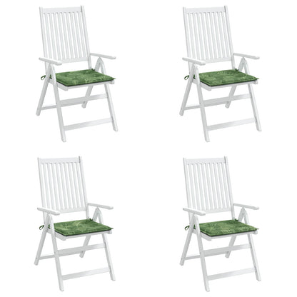 Stoelkussens 4 pcs Groen en Wit 50 x 50 x 4 cm Oxford Stof