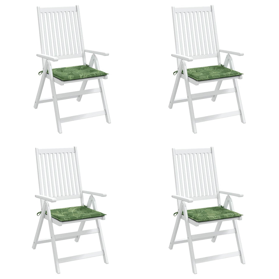 Stoelkussens 4 pcs Groen en Wit 50 x 50 x 4 cm Oxford Stof