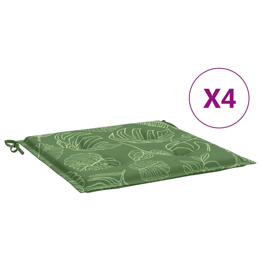 Stoelkussens 4 pcs Groen en Wit 50 x 50 x 4 cm Oxford Stof