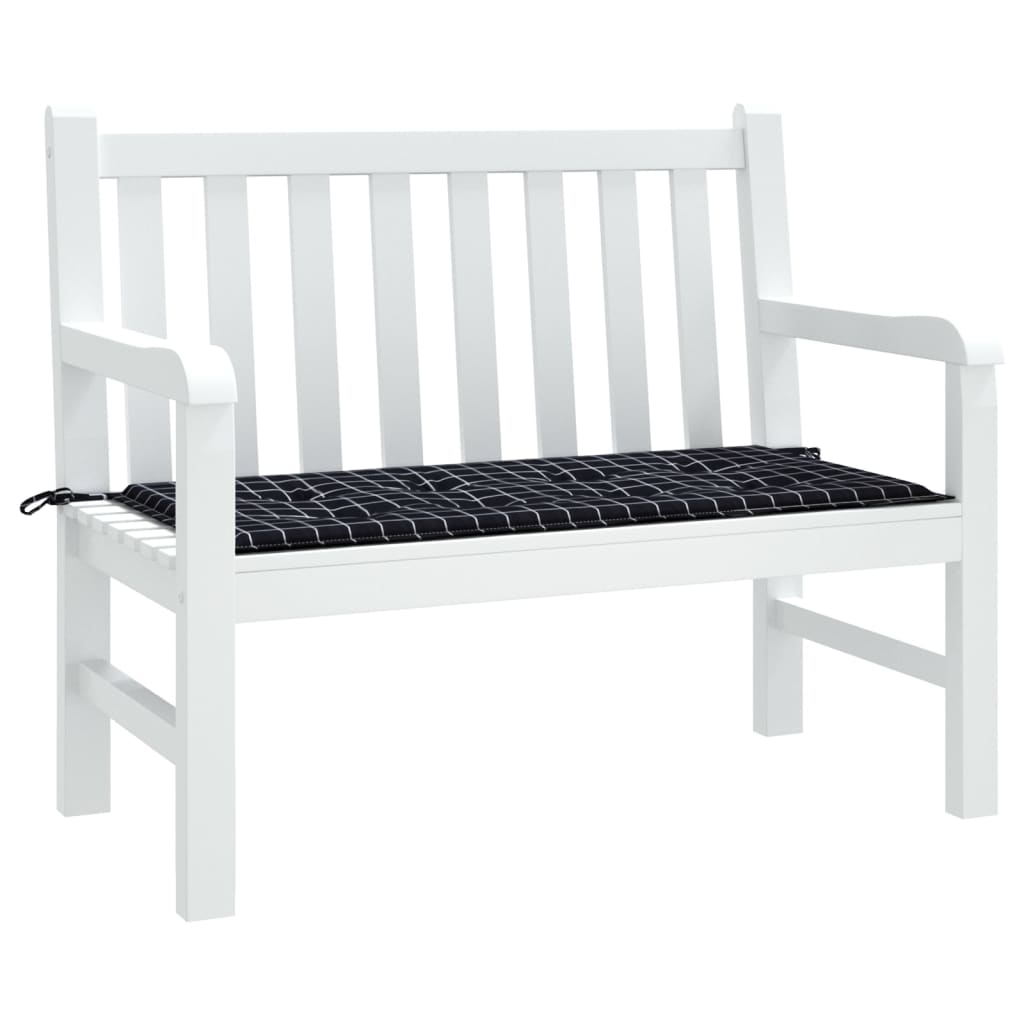 Tuinbankkussen ruitpatroon 120x50x3 cm oxford stof zwart 120 x 50 x 3 cm Zwart en wit