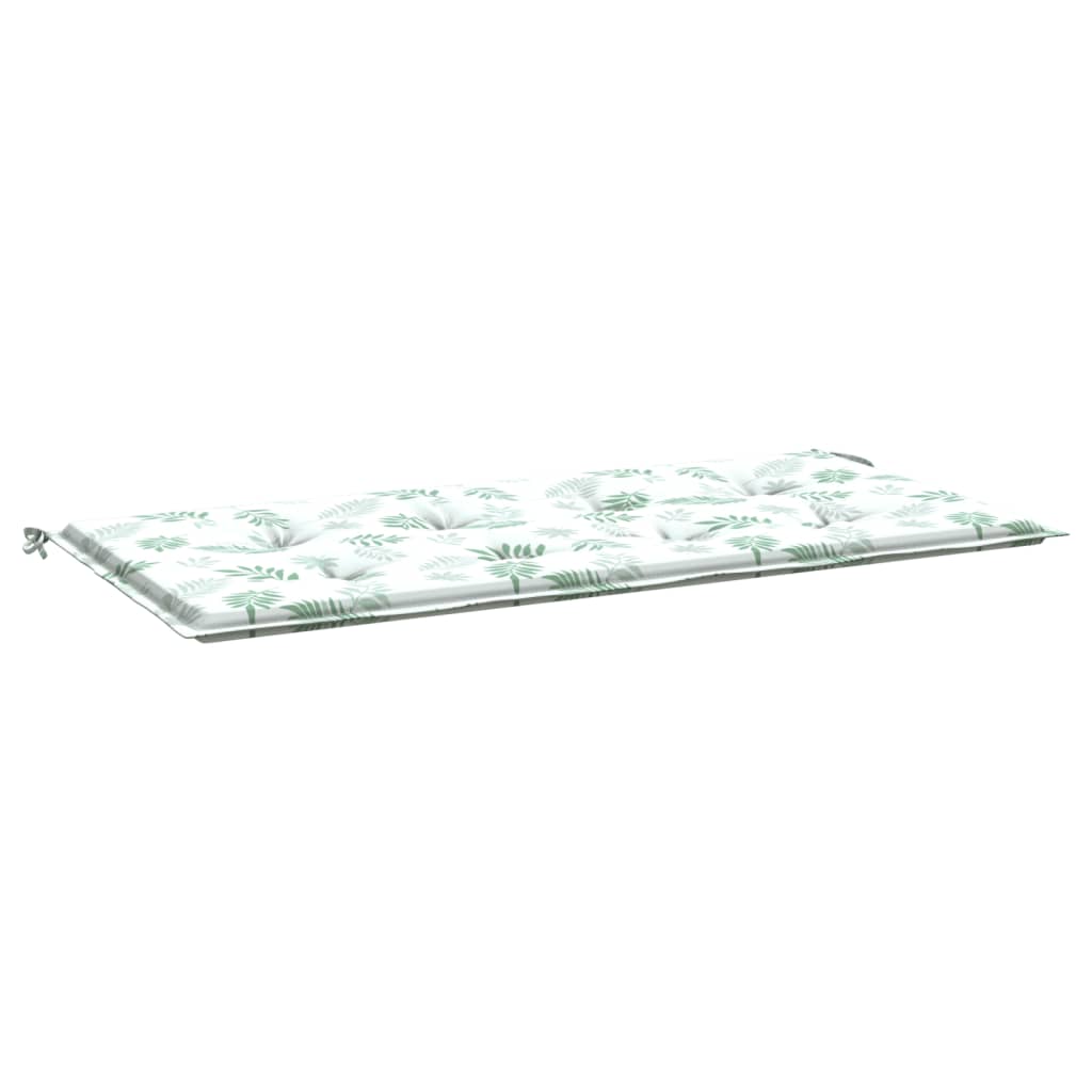 Tuinbankkussen Oxford Stof Bladpatroon Wit En Groen 120 x 50 x 3 cm