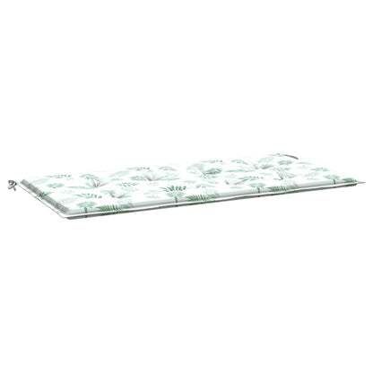 Tuinbankkussen Oxford Stof Bladpatroon Wit En Groen 120 x 50 x 3 cm