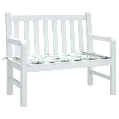Tuinbankkussen Oxford Stof Bladpatroon Wit En Groen 120 x 50 x 3 cm