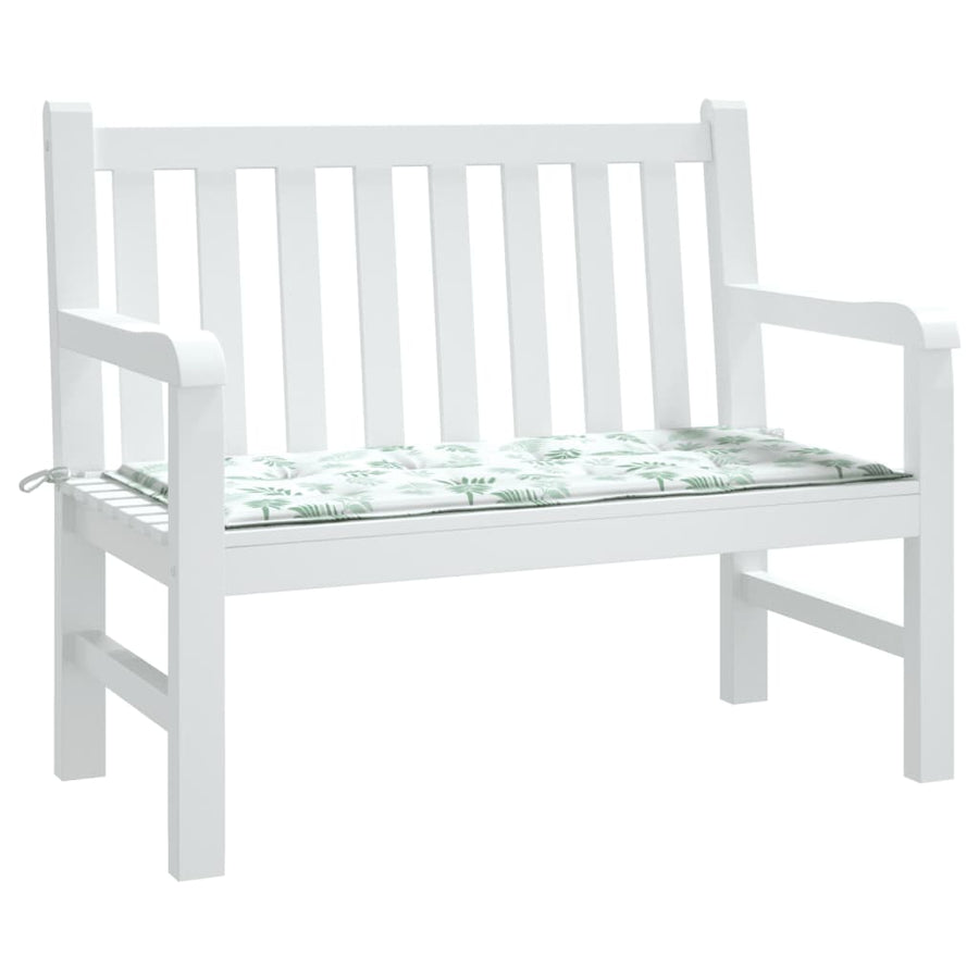 Tuinbankkussen Oxford Stof Bladpatroon Wit En Groen 120 x 50 x 3 cm