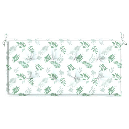 Tuinbankkussen Oxford Stof Bladpatroon Wit En Groen 120 x 50 x 3 cm