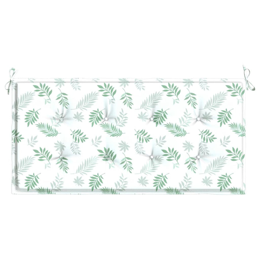 Tuinbankkussen Oxford Stof Bladpatroon Wit En Groen 120 x 50 x 3 cm