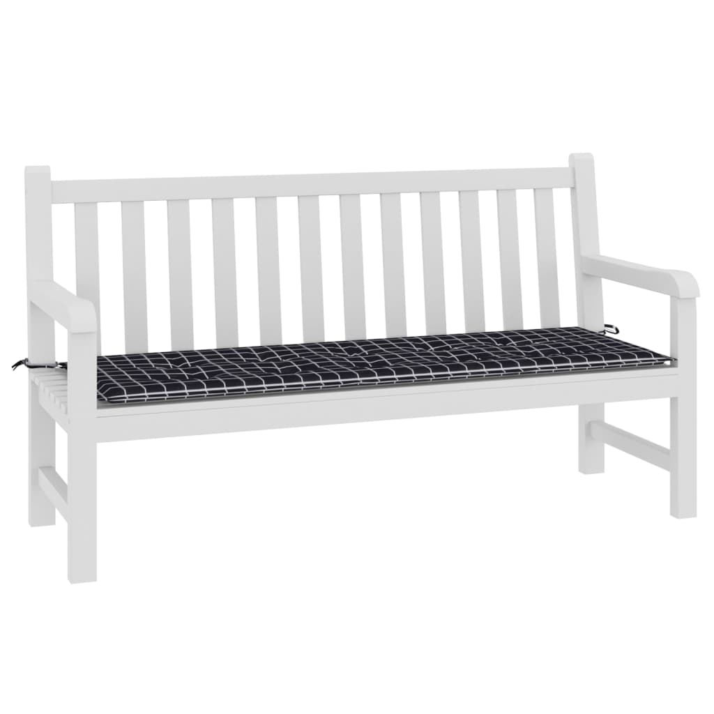 Tuinbankkussen ruitpatroon 150x50x3 cm oxford stof zwart 150 x 50 x 3 cm Zwart en wit