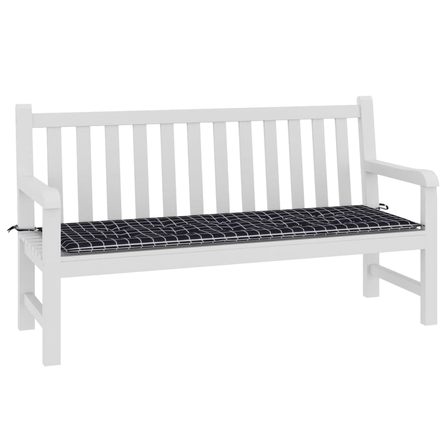 Tuinbankkussen ruitpatroon 150x50x3 cm oxford stof zwart 150 x 50 x 3 cm Zwart en wit