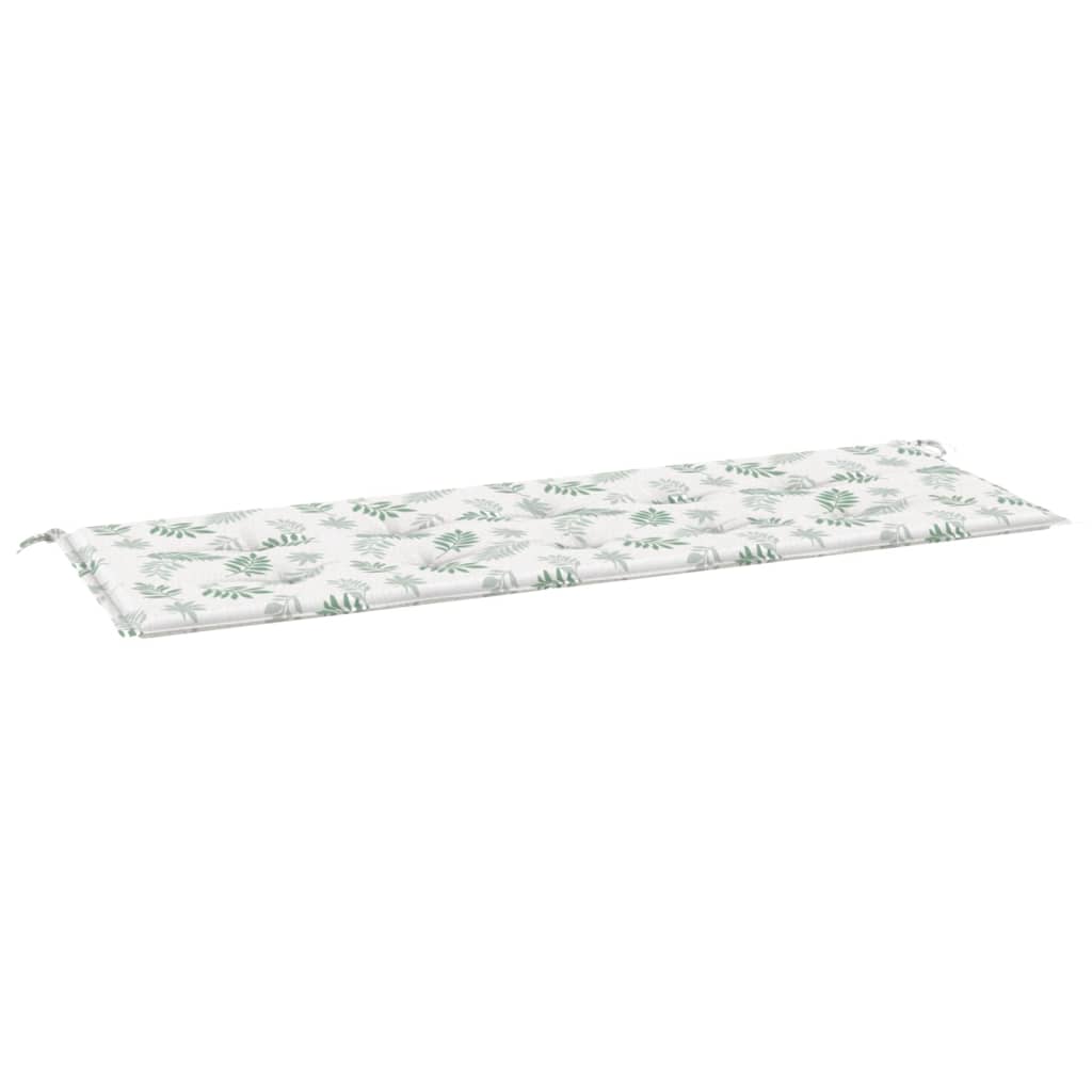 Tuinbankkussen Oxford Stof Bladpatroon Wit En Groen 150 x 50 x 3 cm