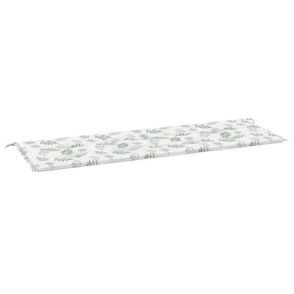 Tuinbankkussen Oxford Stof Bladpatroon Wit En Groen 150 x 50 x 3 cm